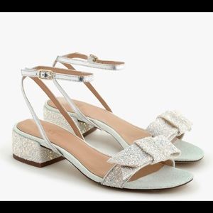 J. Crew Strappy Block Heels Sandals Glitter Sz 9